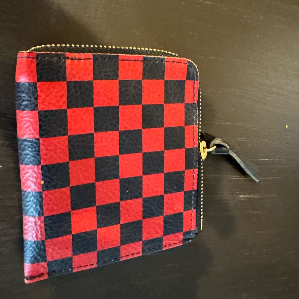 Clare V Red and Black Checkered Wallet